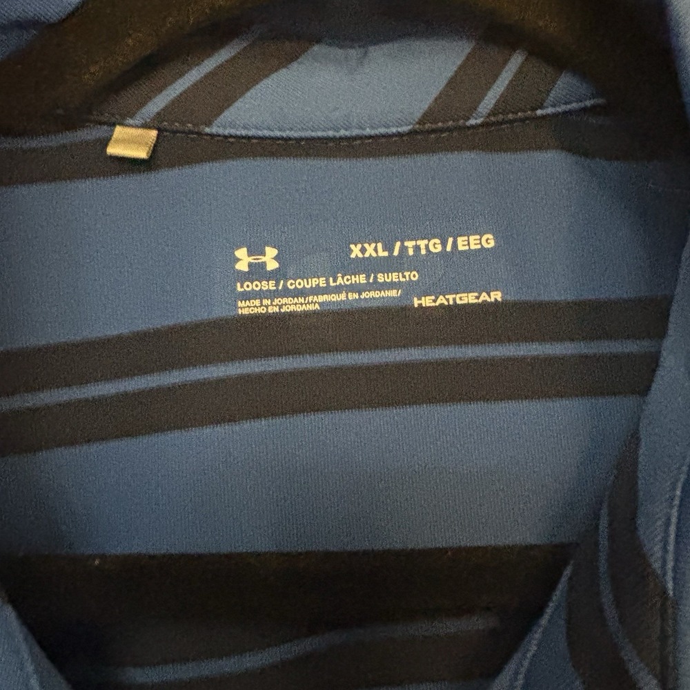 Under Armour Heat Gear Men's XXL Loose Polo Shirts Bundle Lot Of 2 Blue/Green - Picture 9 of 10